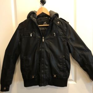 Men’s XRAY Faux-Leather Hooded Jacket